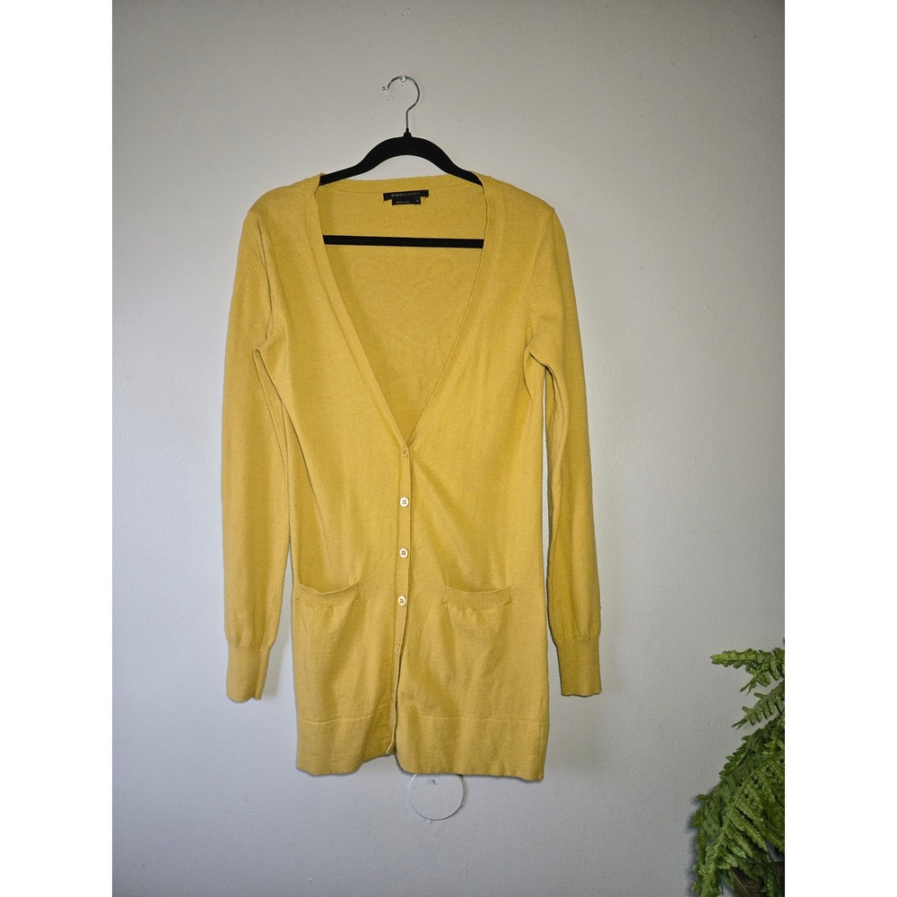 BCBG‎ Max Azria Yellow Longline Cardigan Y2K Lightweight Button Front Small - Picture 2 of 10
